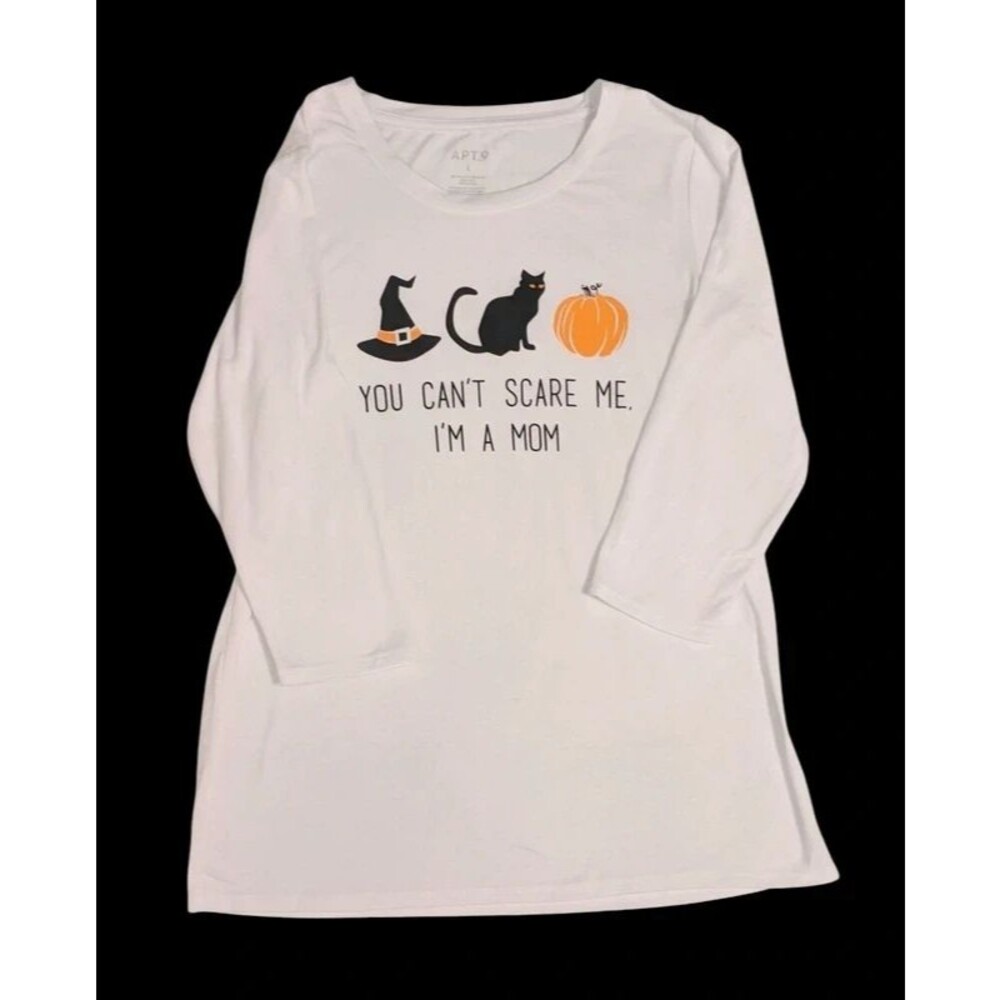 Halloween Mom Tee Cat Hat Pumpkin Sz L